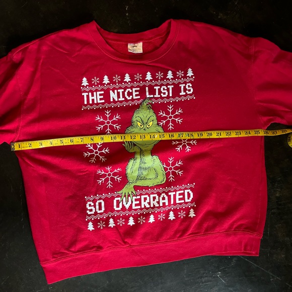 Christmas Grinch Red Sweatshirt, XXL - Picture 4 of 5